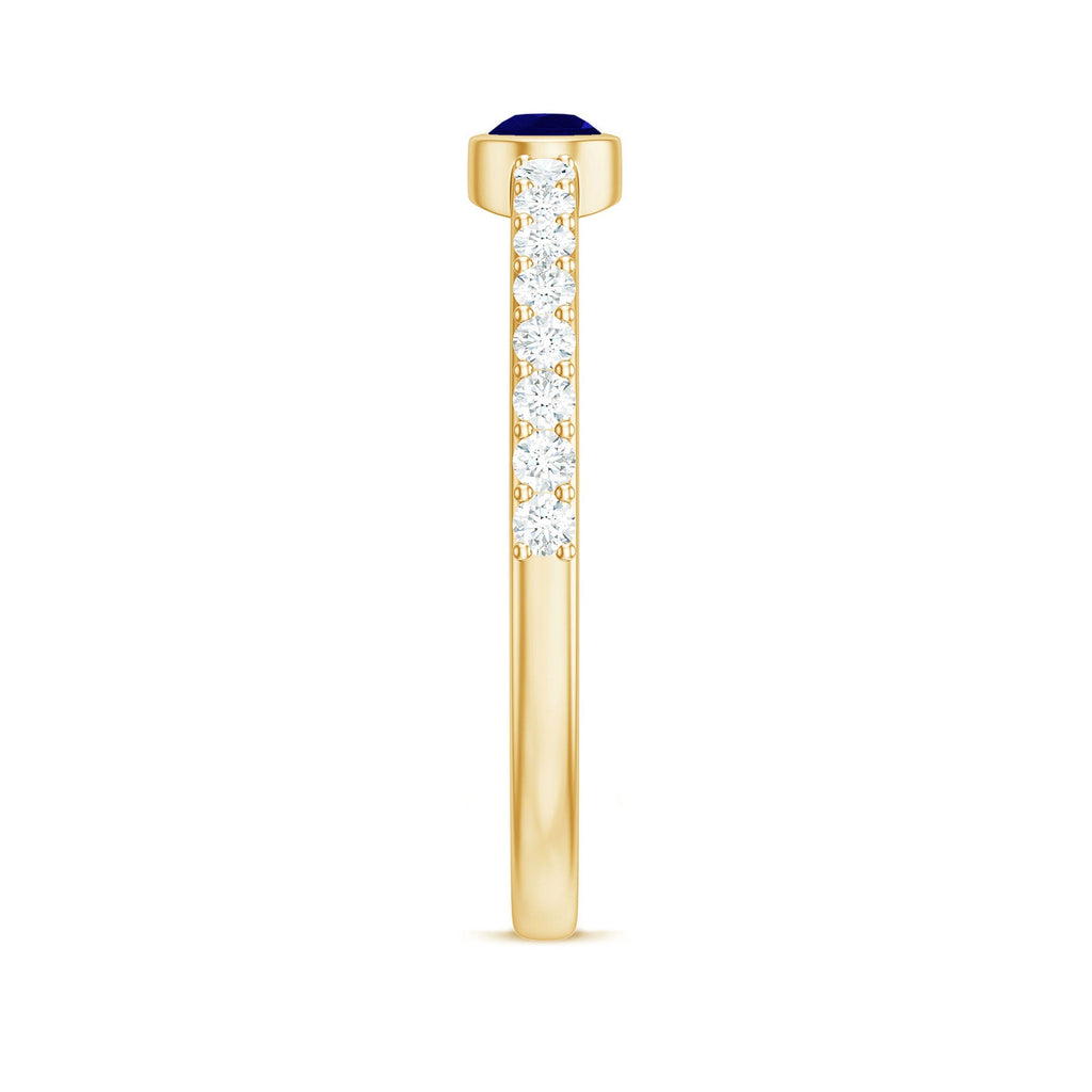 Blue Sapphire Promise Ring Pear Shape Diamond Bezel Setting Style