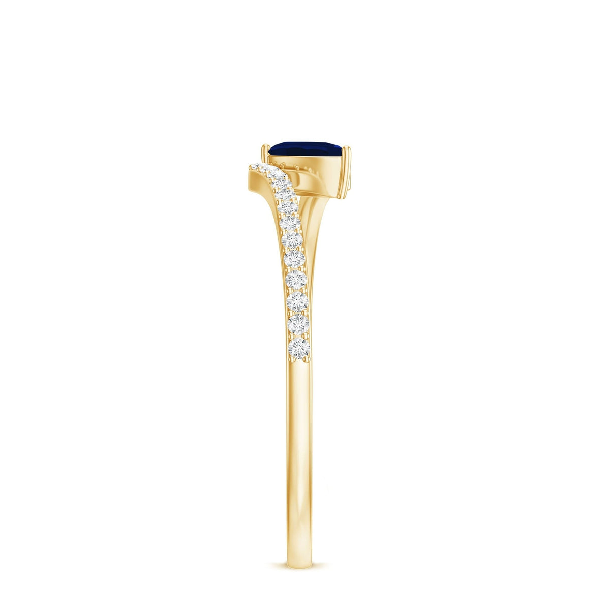 Blue Sapphire Promise Ring, Pear Shaped Bypass With Diamonds