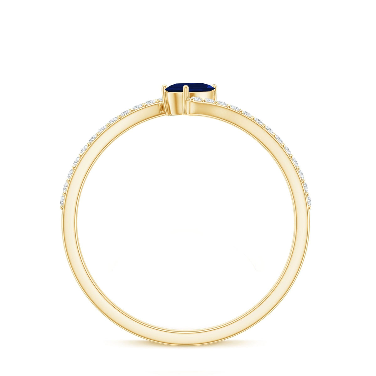 Blue Sapphire Promise Ring, Pear Shaped Bypass With Diamonds