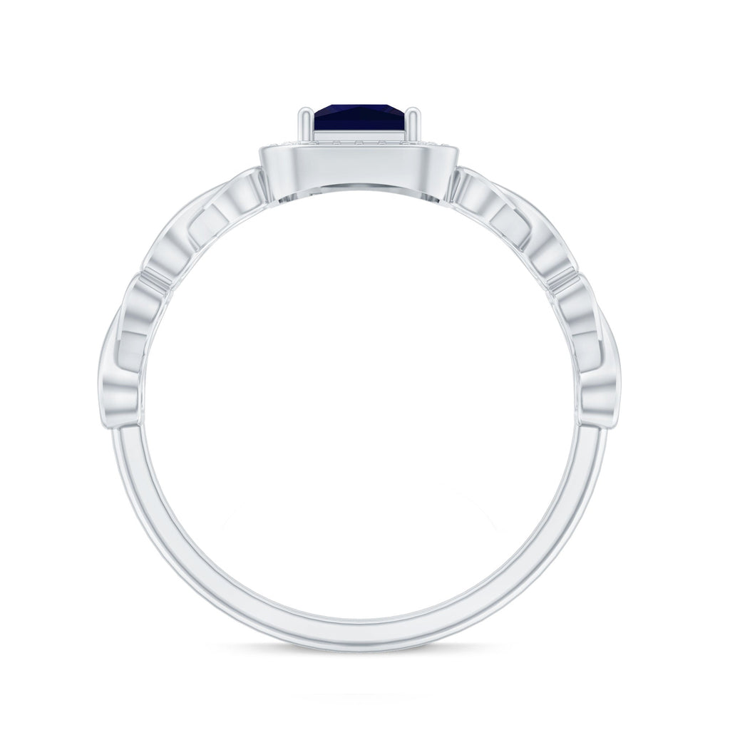Blue Sapphire Promise Ring, Princess Cut Infinity Heart Ring