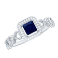 Blue Sapphire Promise Ring, Princess Cut Infinity Heart Ring