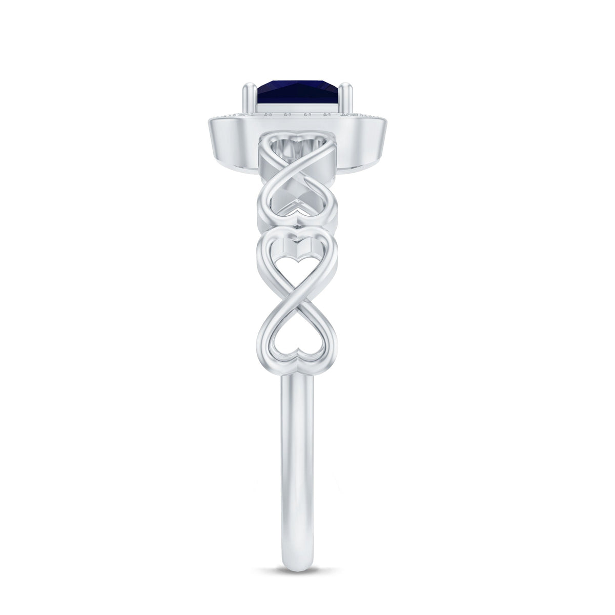 Blue Sapphire Promise Ring, Princess Cut Infinity Heart Ring