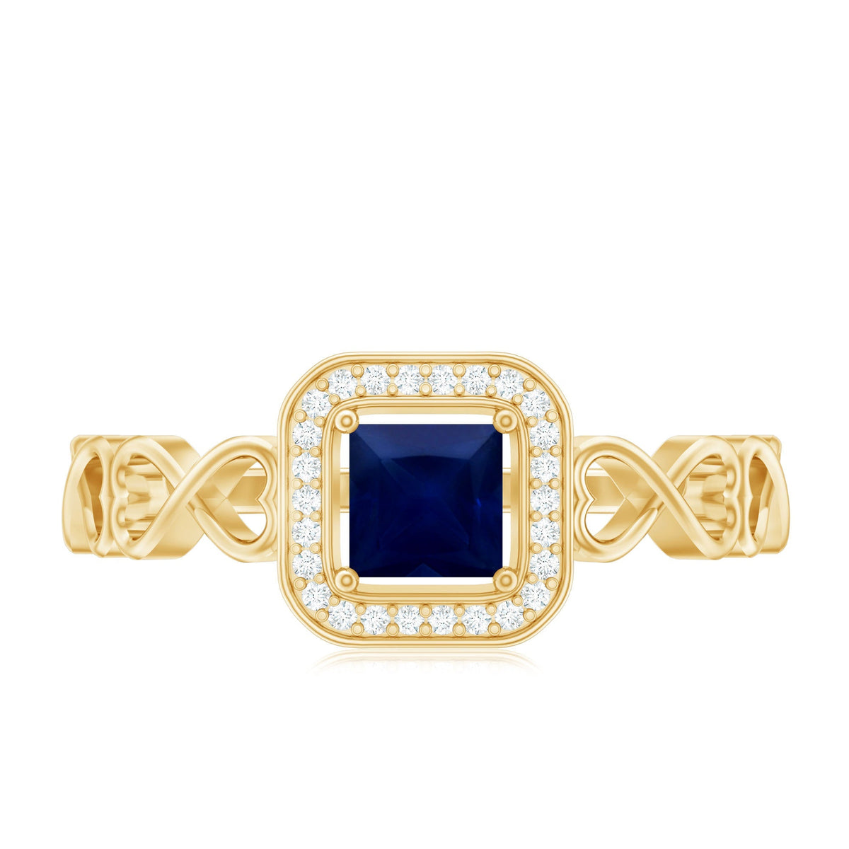 Blue Sapphire Promise Ring, Princess Cut Infinity Heart Ring