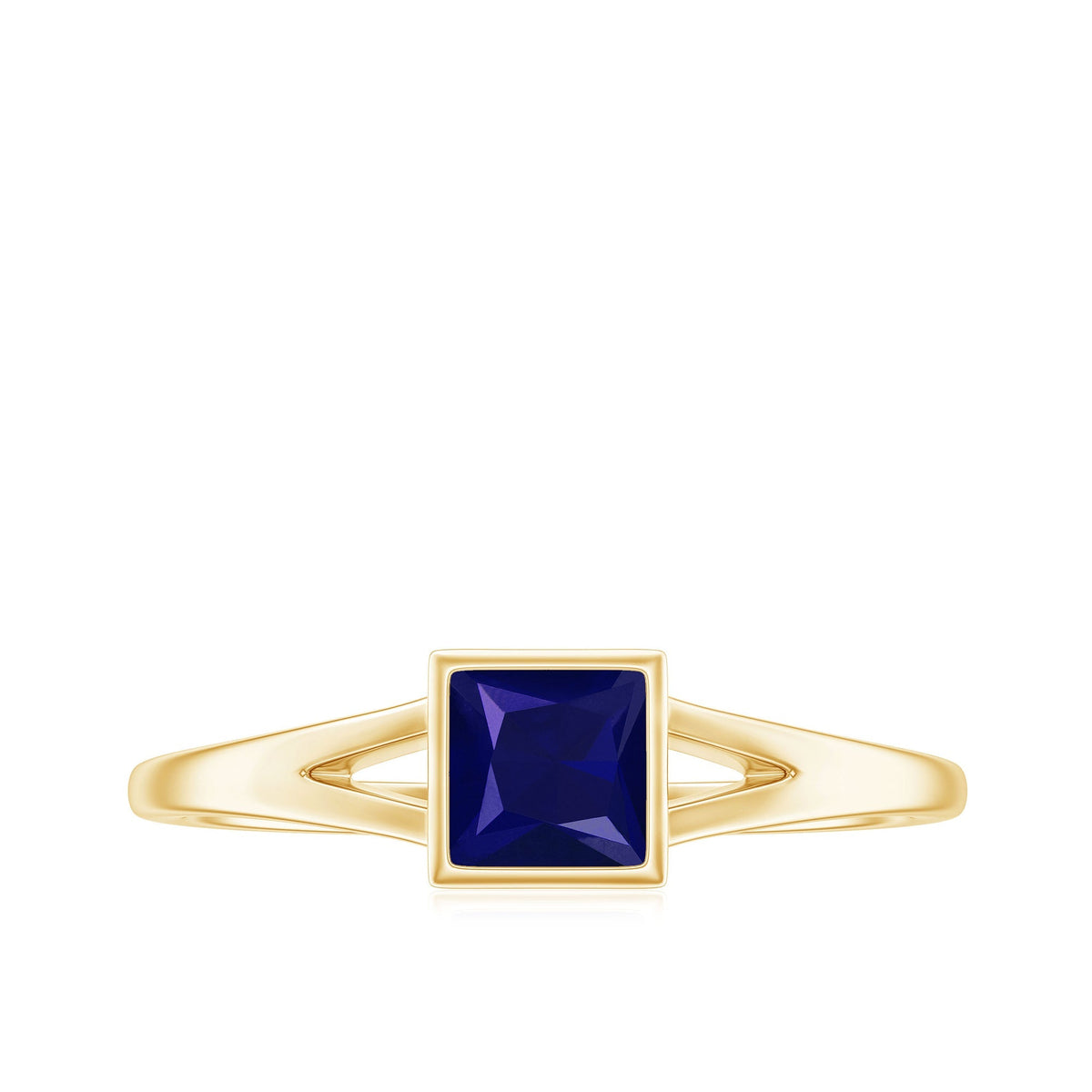 Blue Sapphire Promise Ring, Princess Cut Split Shank Solitaire