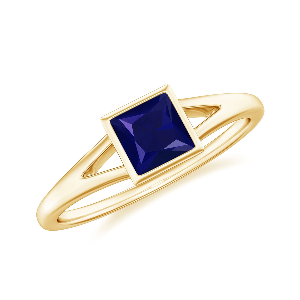 Blue Sapphire Promise Ring, Princess Cut Split Shank Solitaire