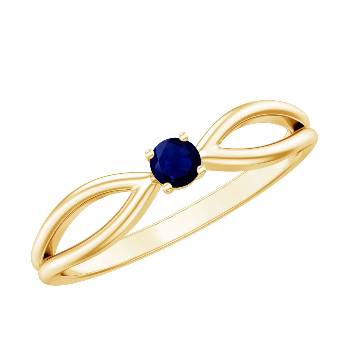 Blue Sapphire Promise Ring, Split Shank 4 Mm Round Stone Band