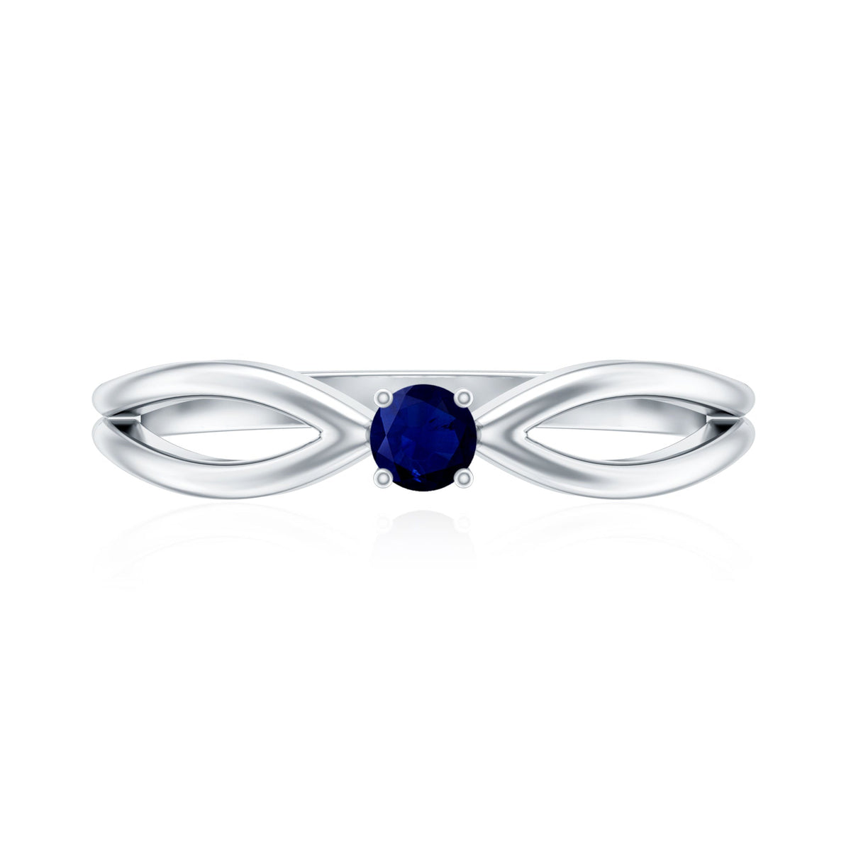 Blue Sapphire Promise Ring, Split Shank 4 Mm Round Stone Band