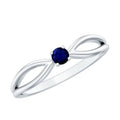 Blue Sapphire Promise Ring, Split Shank 4 Mm Round Stone Band