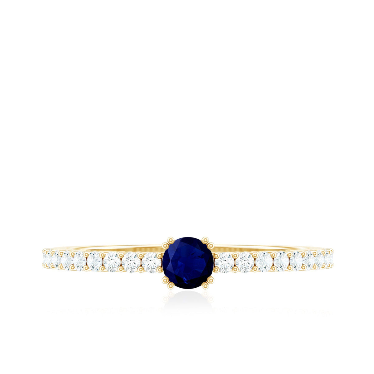 Blue Sapphire Promise Ring With Diamond Accent Band For Her Gifts
