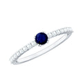Blue Sapphire Promise Ring With Diamond Accent Band For Her Gifts