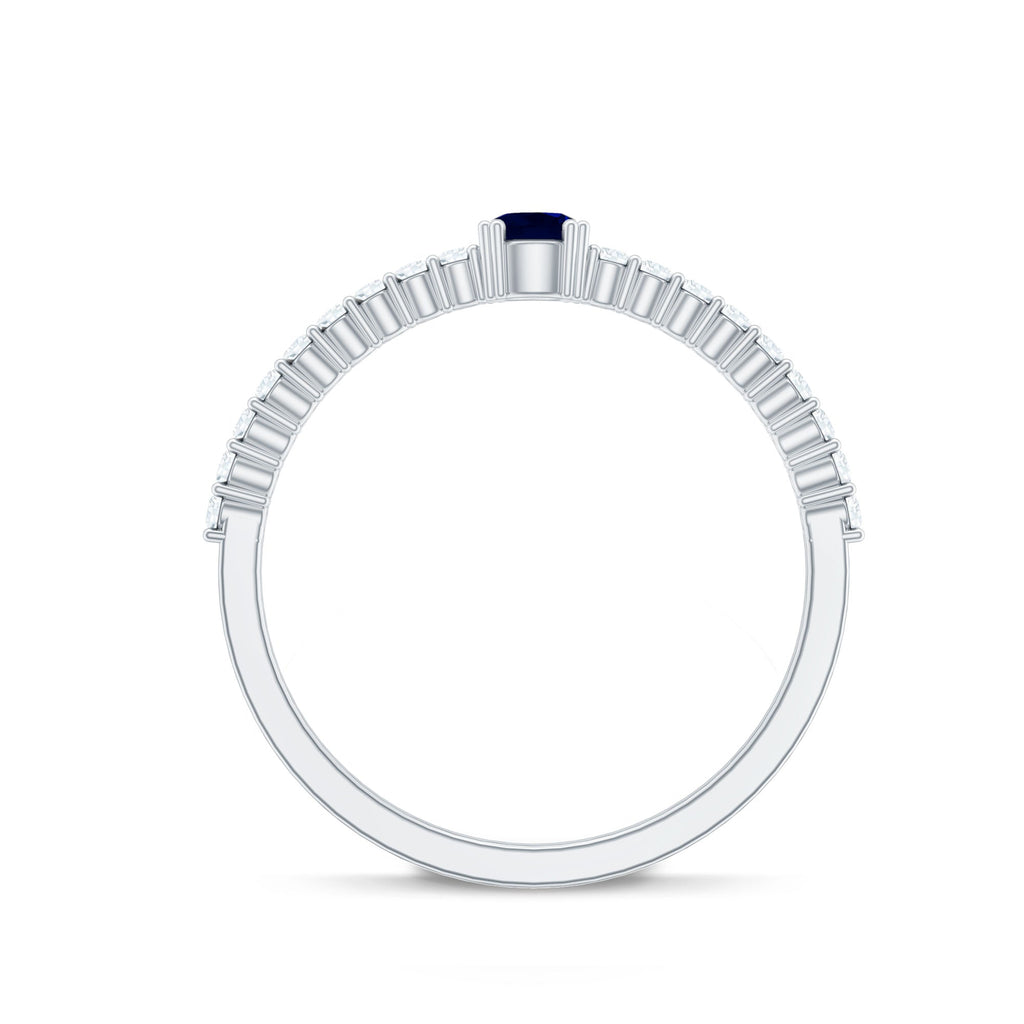 Blue Sapphire Promise Ring With Diamond Accent Band For Her Gifts