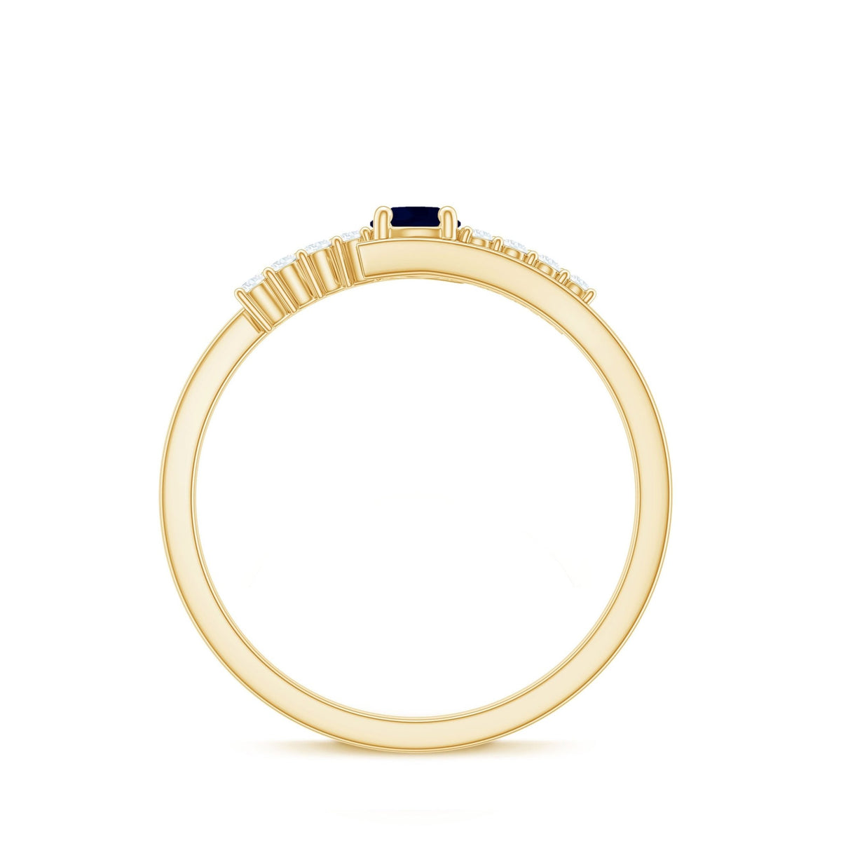 Blue Sapphire Promise Ring With Diamond Bypass Shank For Her Gift