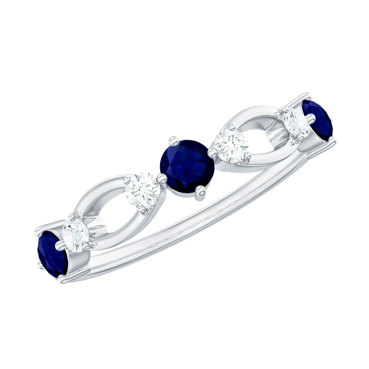 Blue Sapphire Promise Ring With Diamond Natural Gemstone Band