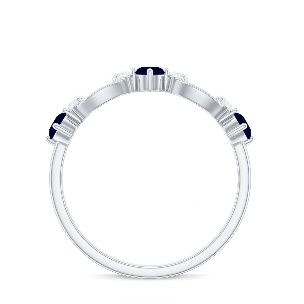 Blue Sapphire Promise Ring With Diamond Natural Gemstone Band