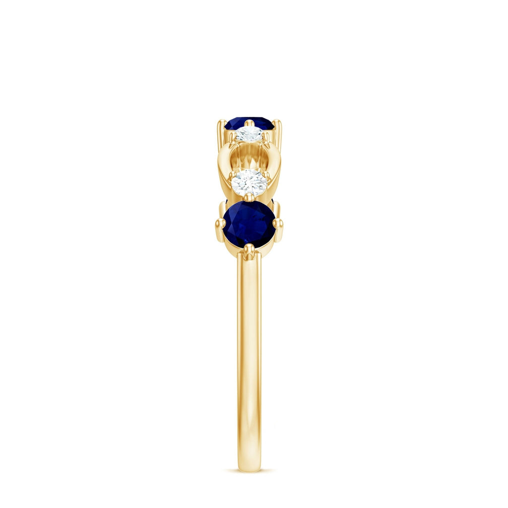 Blue Sapphire Promise Ring With Diamond Natural Gemstone Band
