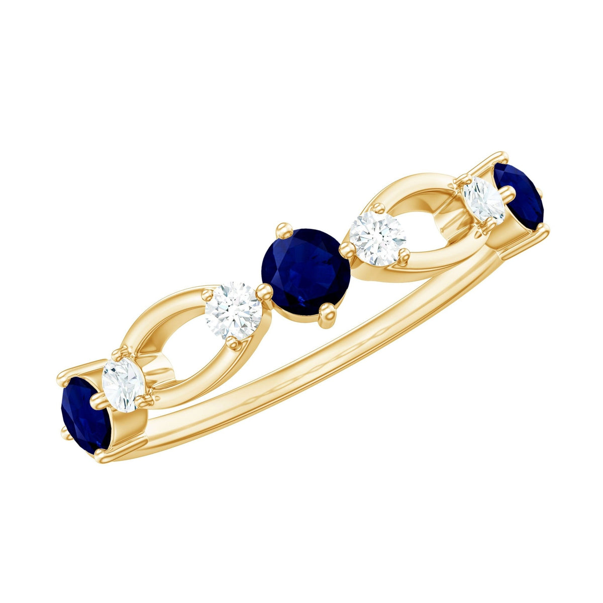 Blue Sapphire Promise Ring With Diamond Natural Gemstone Band