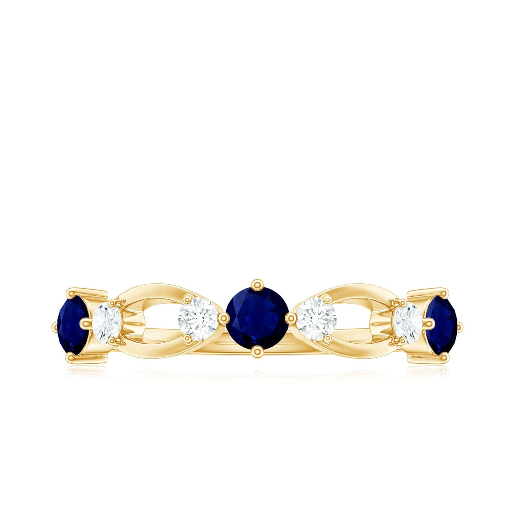 Blue Sapphire Promise Ring With Diamond Natural Gemstone Band