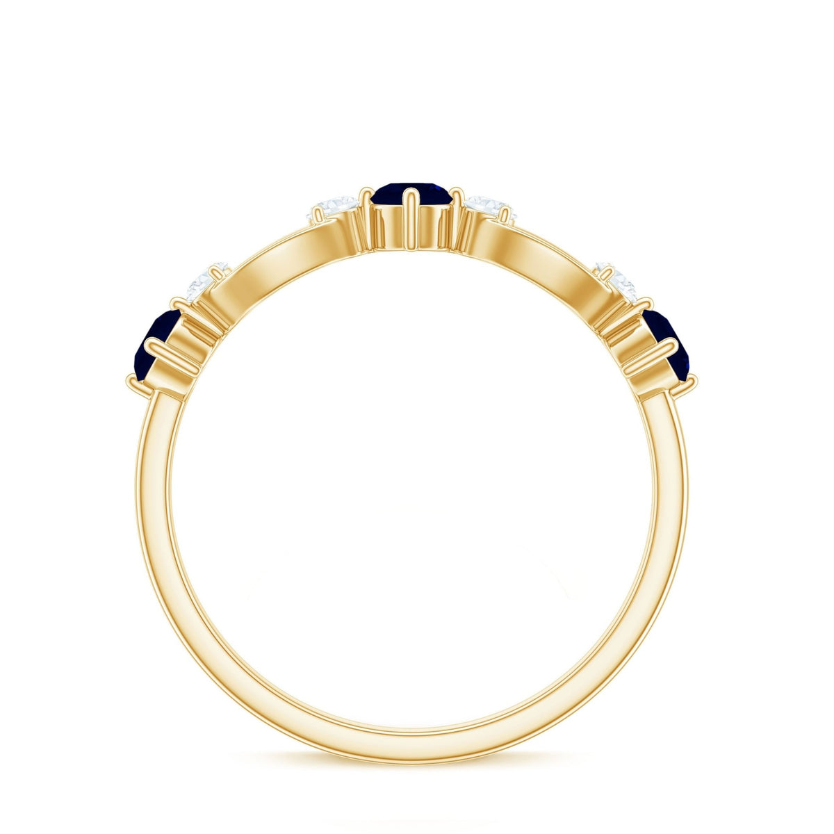 Blue Sapphire Promise Ring With Diamond Natural Gemstone Band