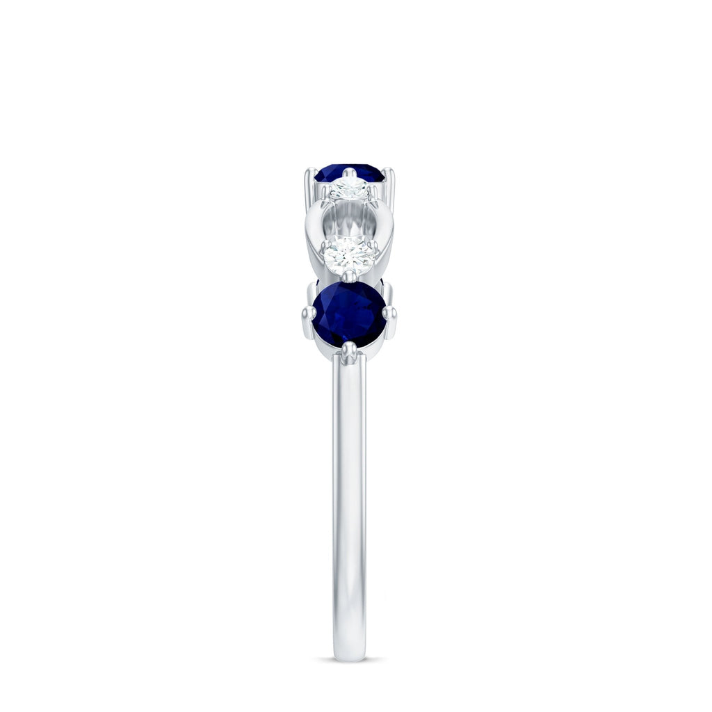 Blue Sapphire Promise Ring With Diamond Natural Gemstone Band