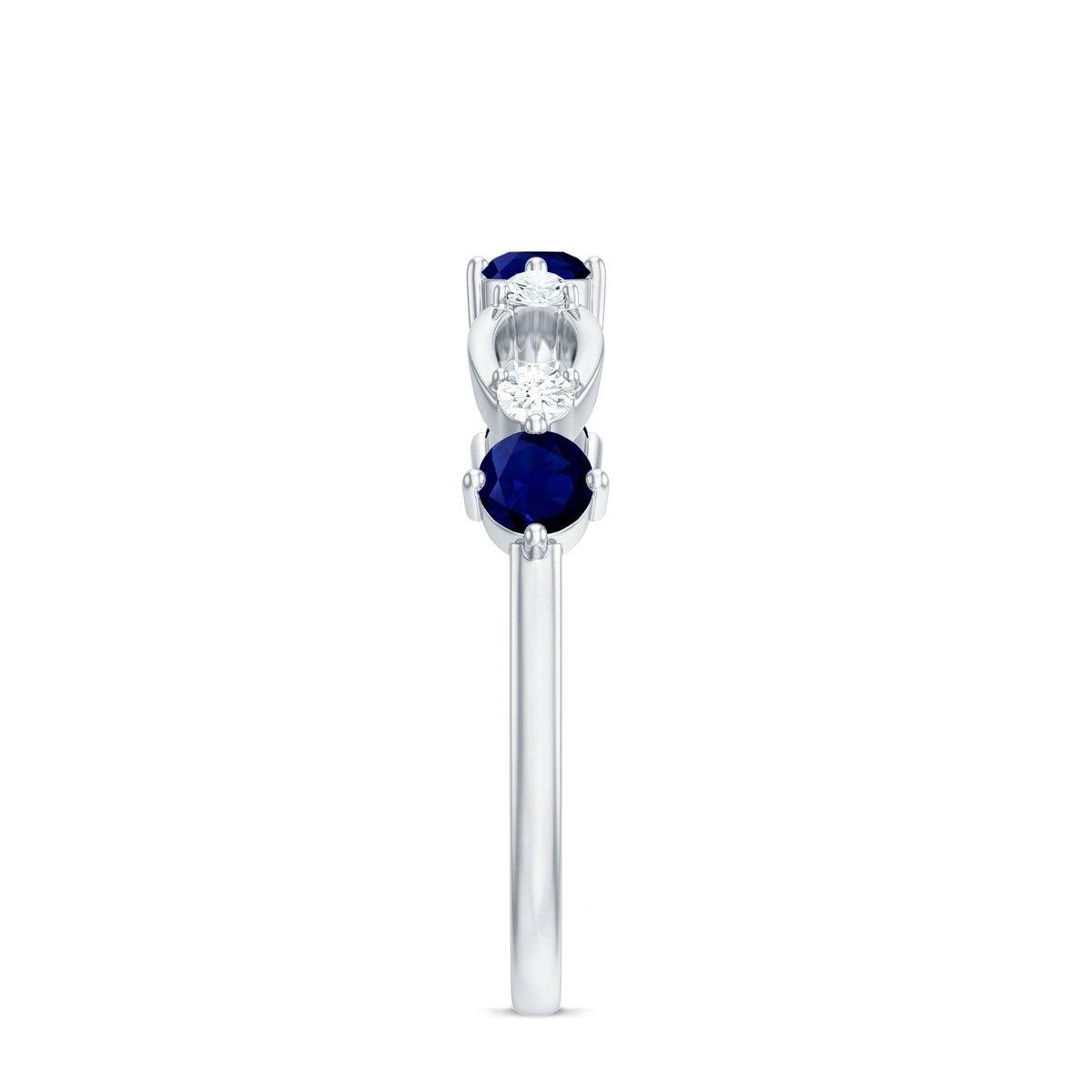 Blue Sapphire Promise Ring With Diamond Natural Gemstone Band
