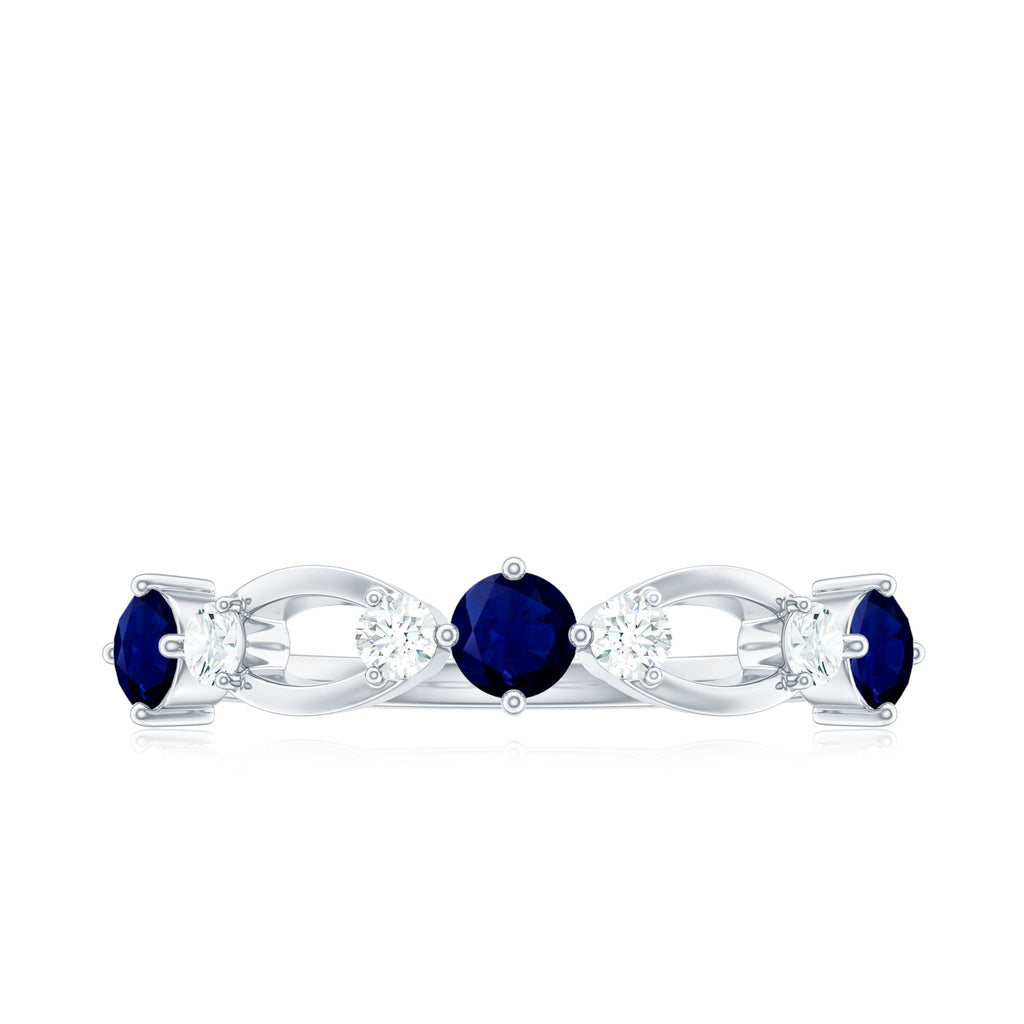 Blue Sapphire Promise Ring With Diamond Natural Gemstone Band