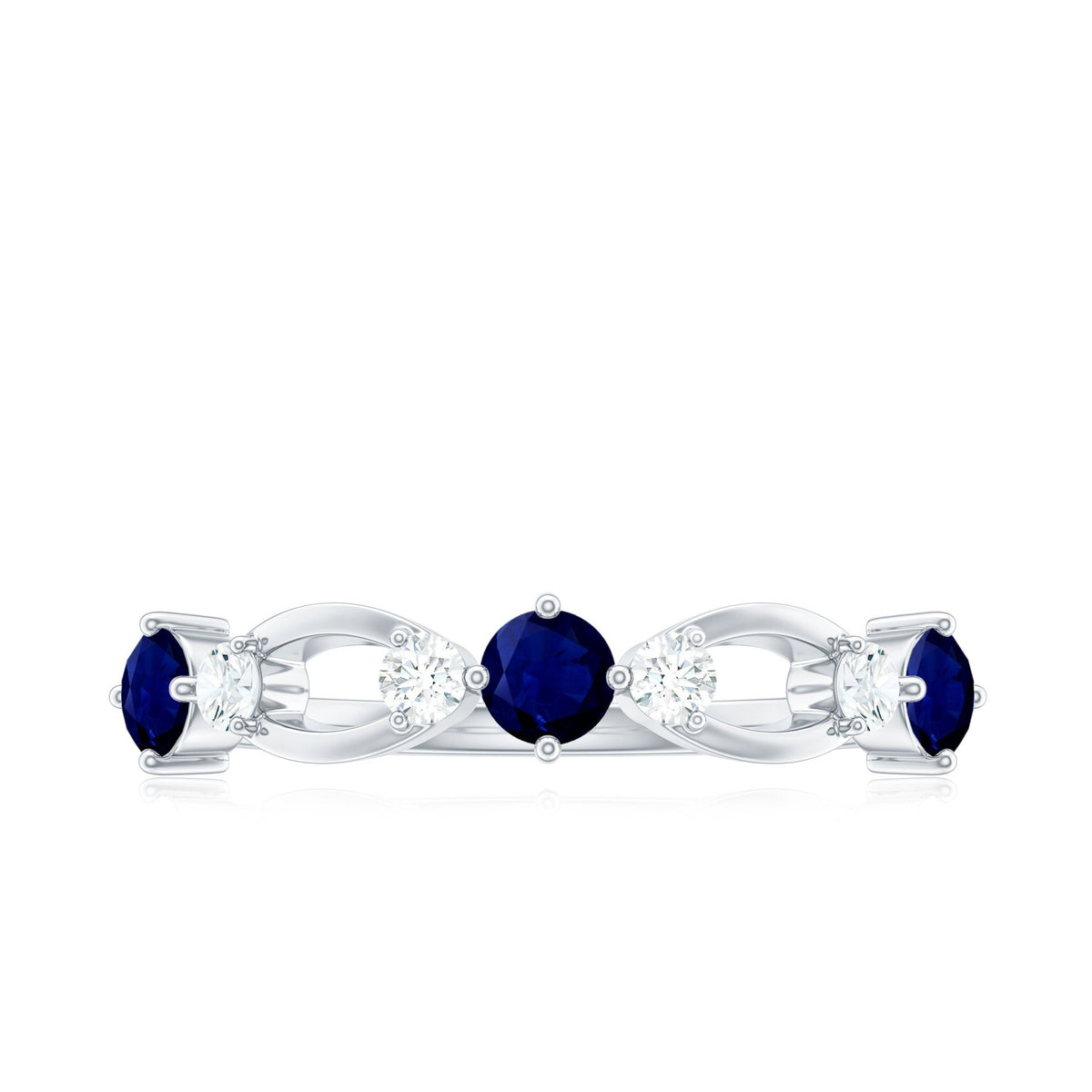 Blue Sapphire Promise Ring With Diamond Natural Gemstone Band