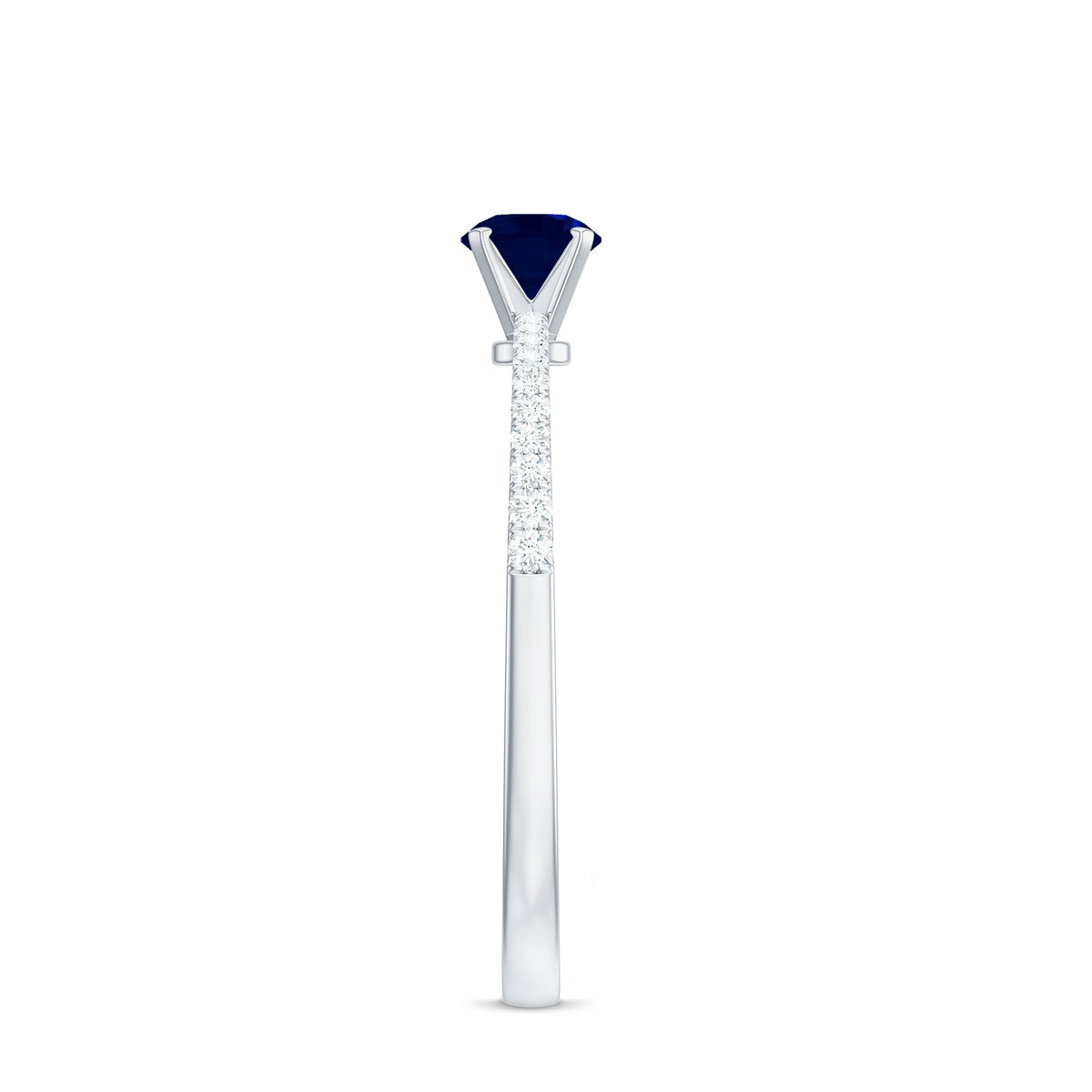 Blue Sapphire Promise Ring With Diamond Side Stones, 0.95 Carat