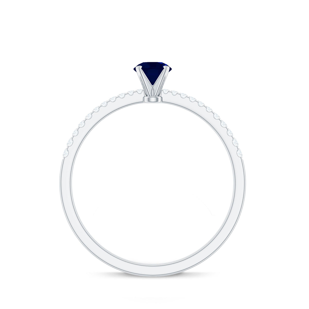 Blue Sapphire Promise Ring With Diamond Side Stones, 0.95 Carat