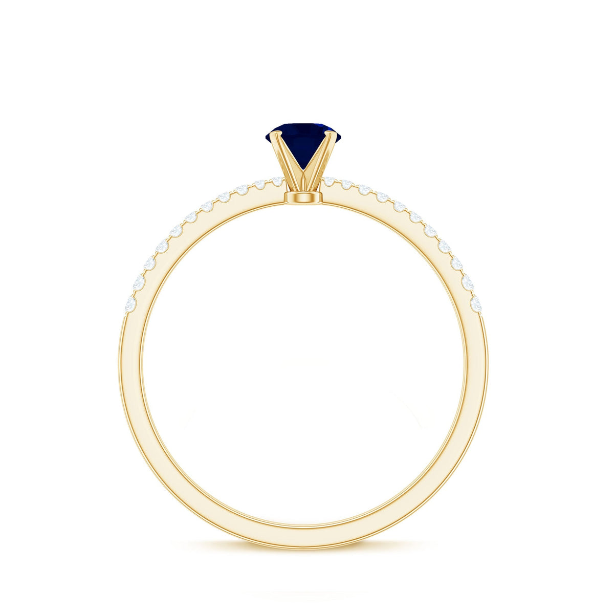 Blue Sapphire Promise Ring With Diamond Side Stones, 0.95 Carat