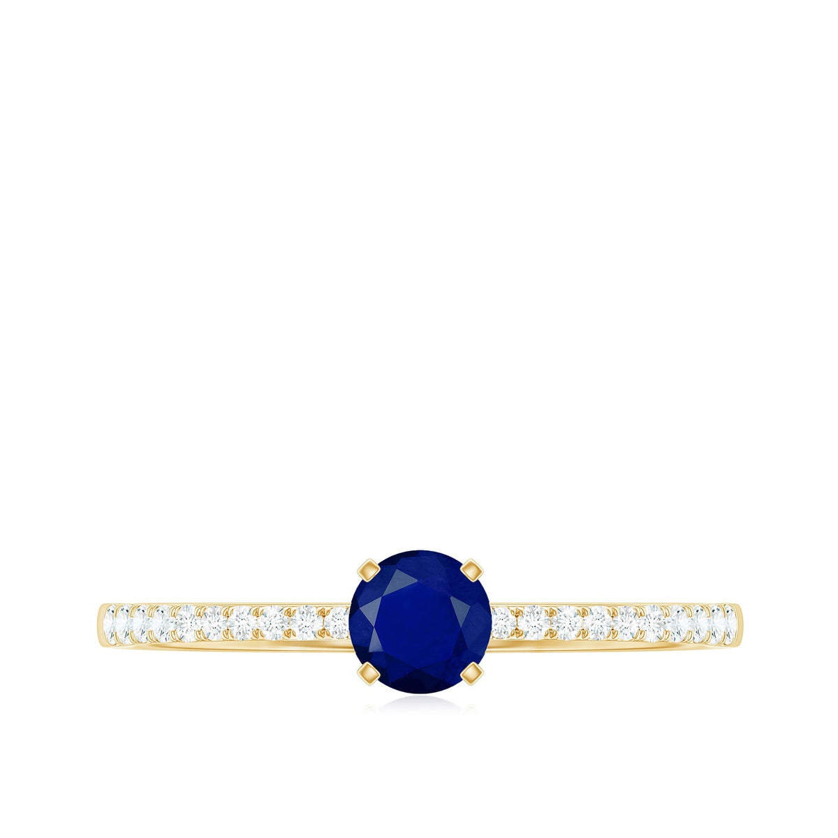 Blue Sapphire Promise Ring With Diamond Side Stones, 0.95 Carat