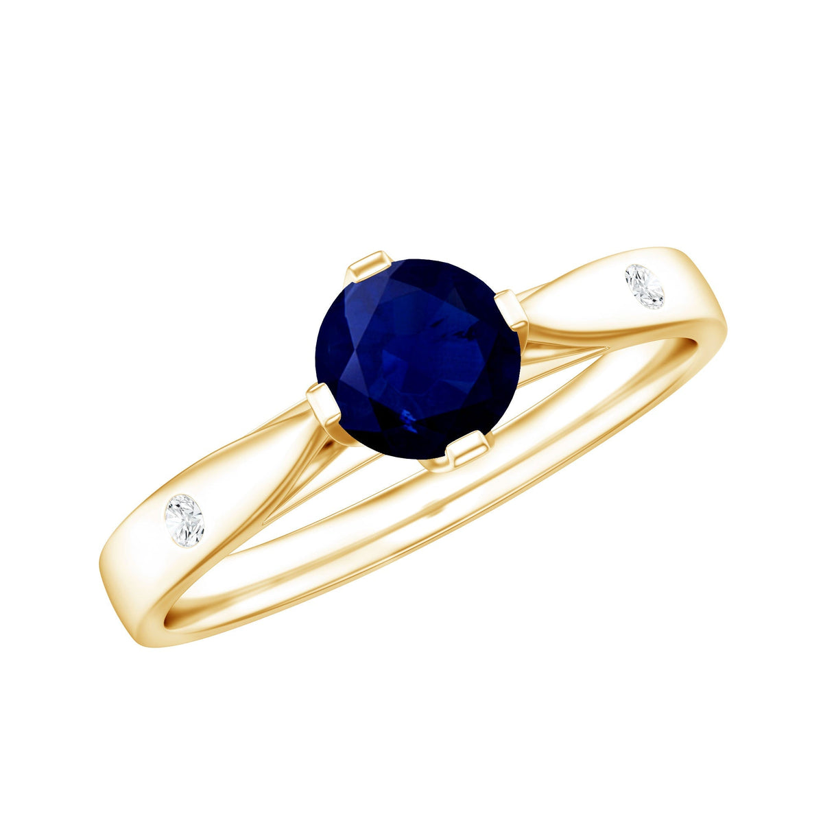 Blue Sapphire Promise Ring With Round Sapphire And Diamond Accent
