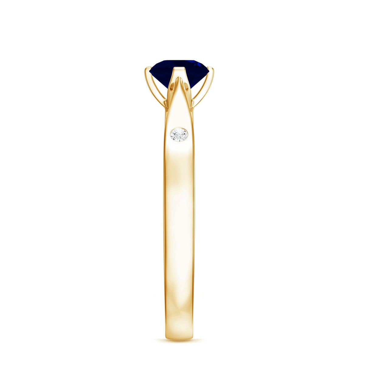 Blue Sapphire Promise Ring With Round Sapphire And Diamond Accent