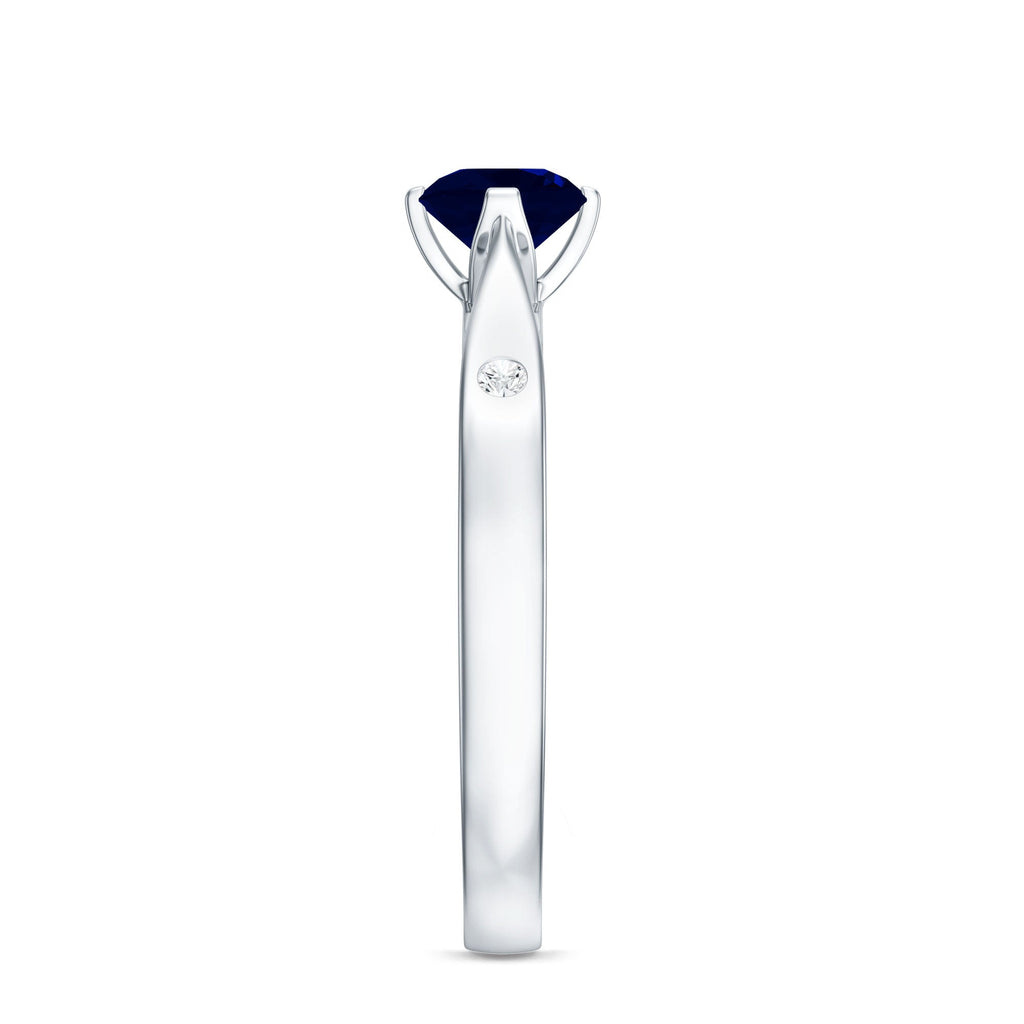 Blue Sapphire Promise Ring With Round Sapphire And Diamond Accent