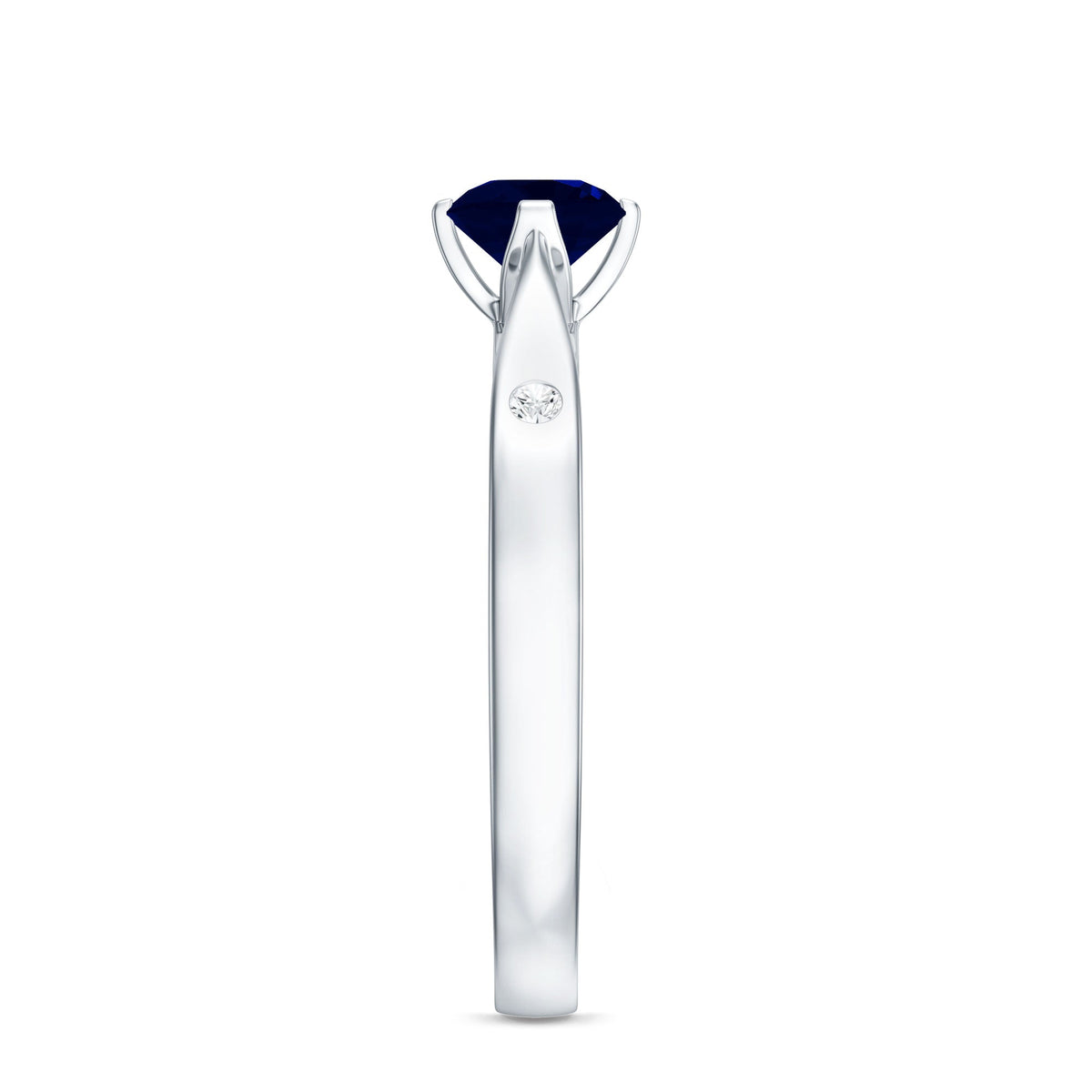 Blue Sapphire Promise Ring With Round Sapphire And Diamond Accent