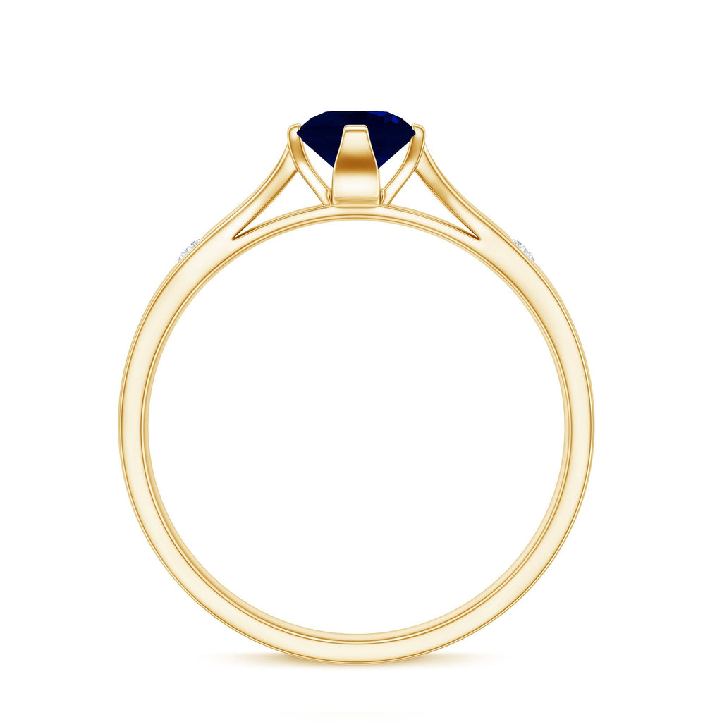 Blue Sapphire Promise Ring With Round Sapphire And Diamond Accent