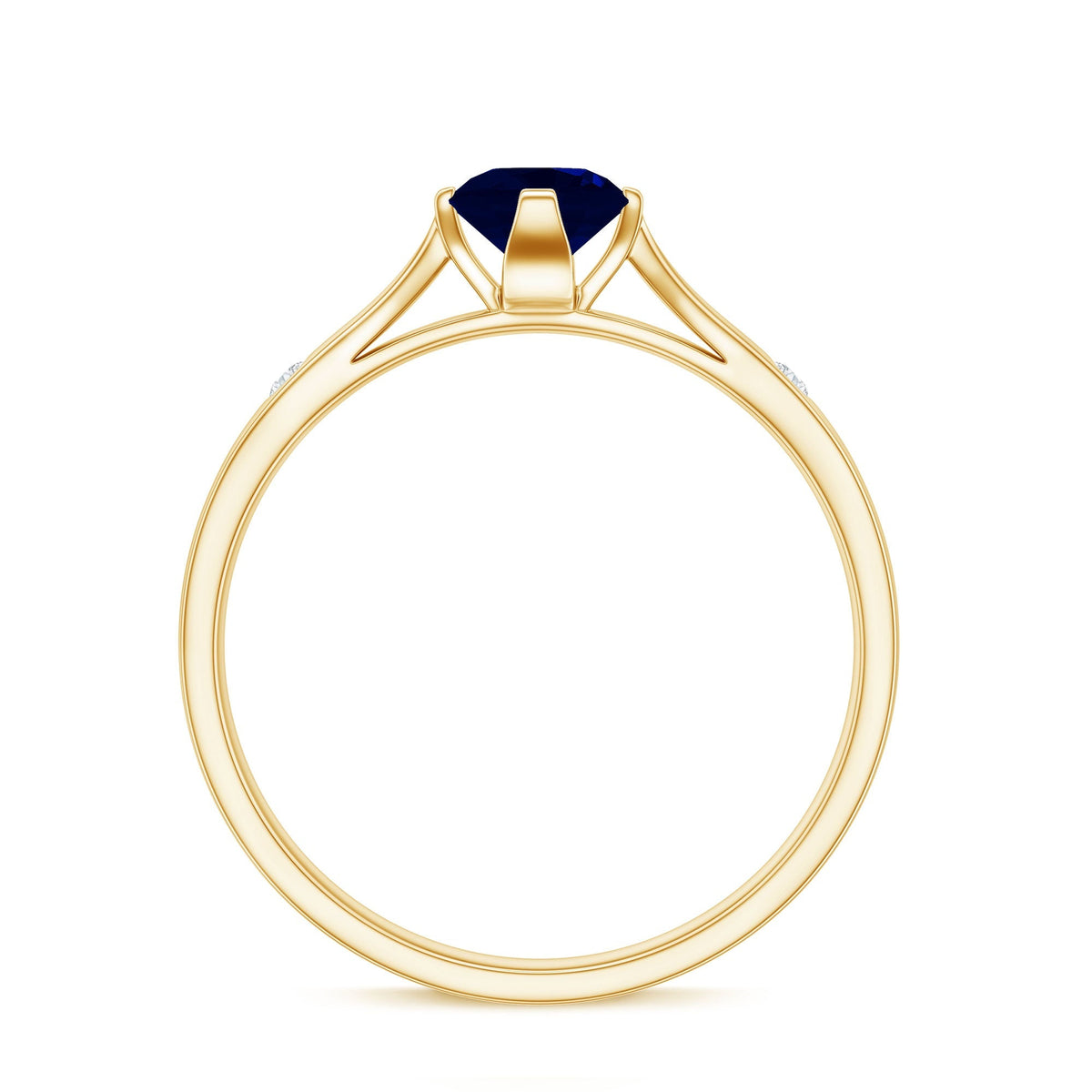 Blue Sapphire Promise Ring With Round Sapphire And Diamond Accent