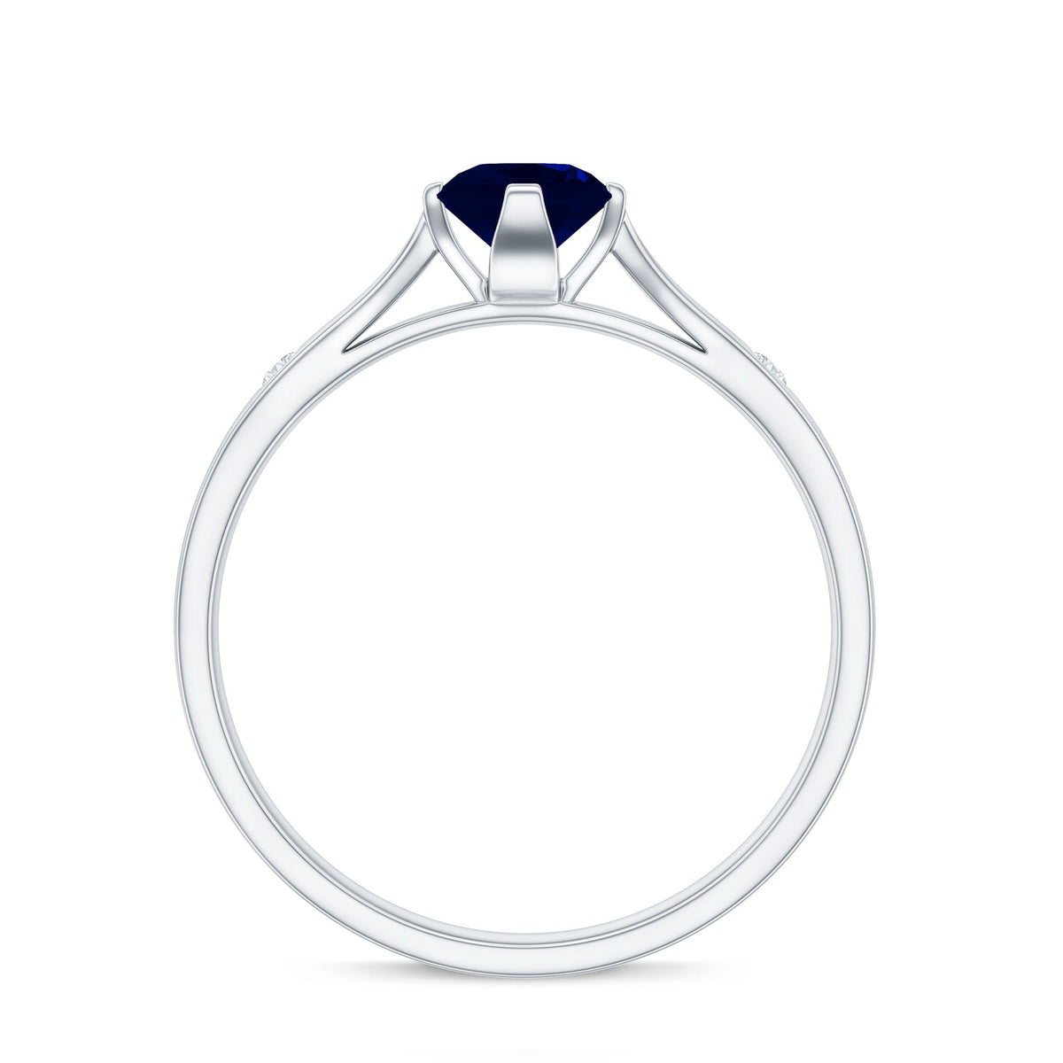 Blue Sapphire Promise Ring With Round Sapphire And Diamond Accent
