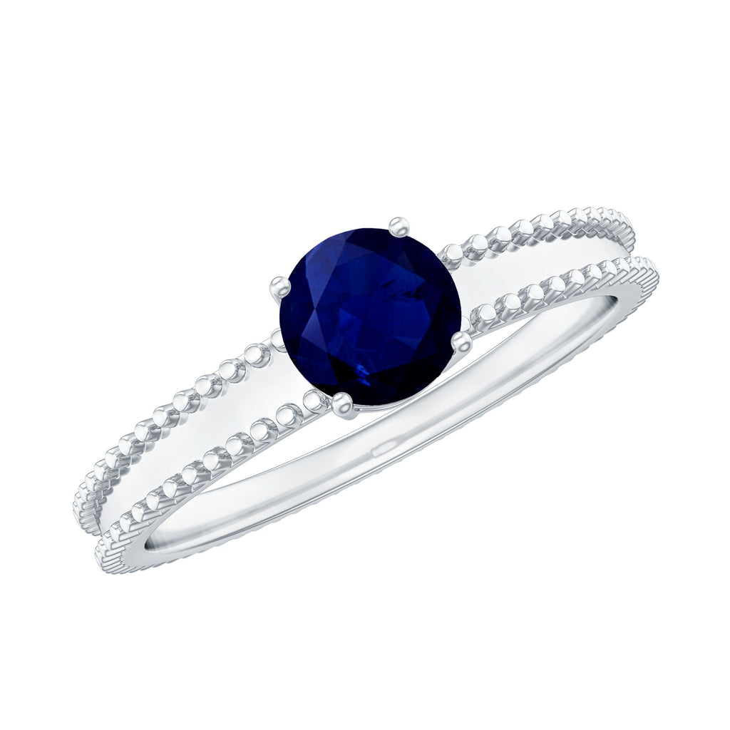 Blue Sapphire Ring, 0.95 Carat Solitaire Birthstone Ring For Her