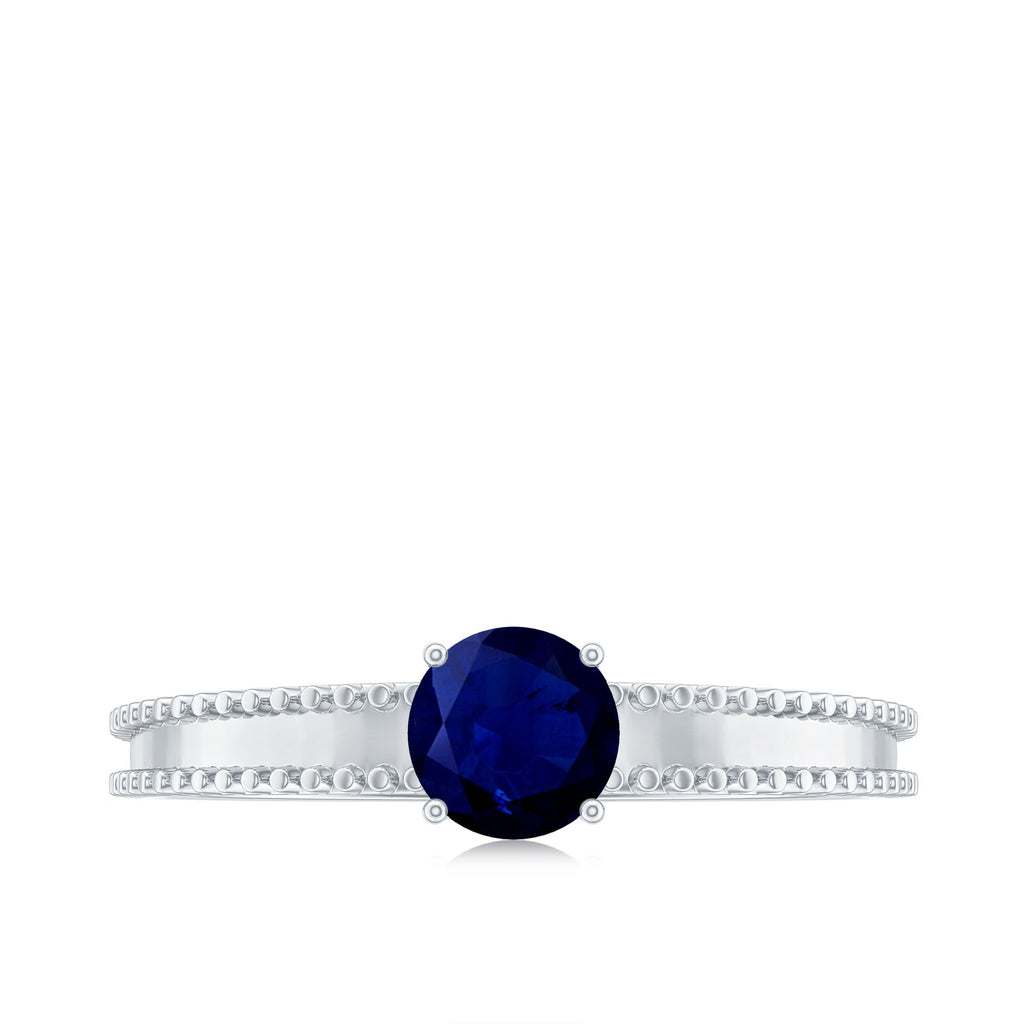 Blue Sapphire Ring, 0.95 Carat Solitaire Birthstone Ring For Her