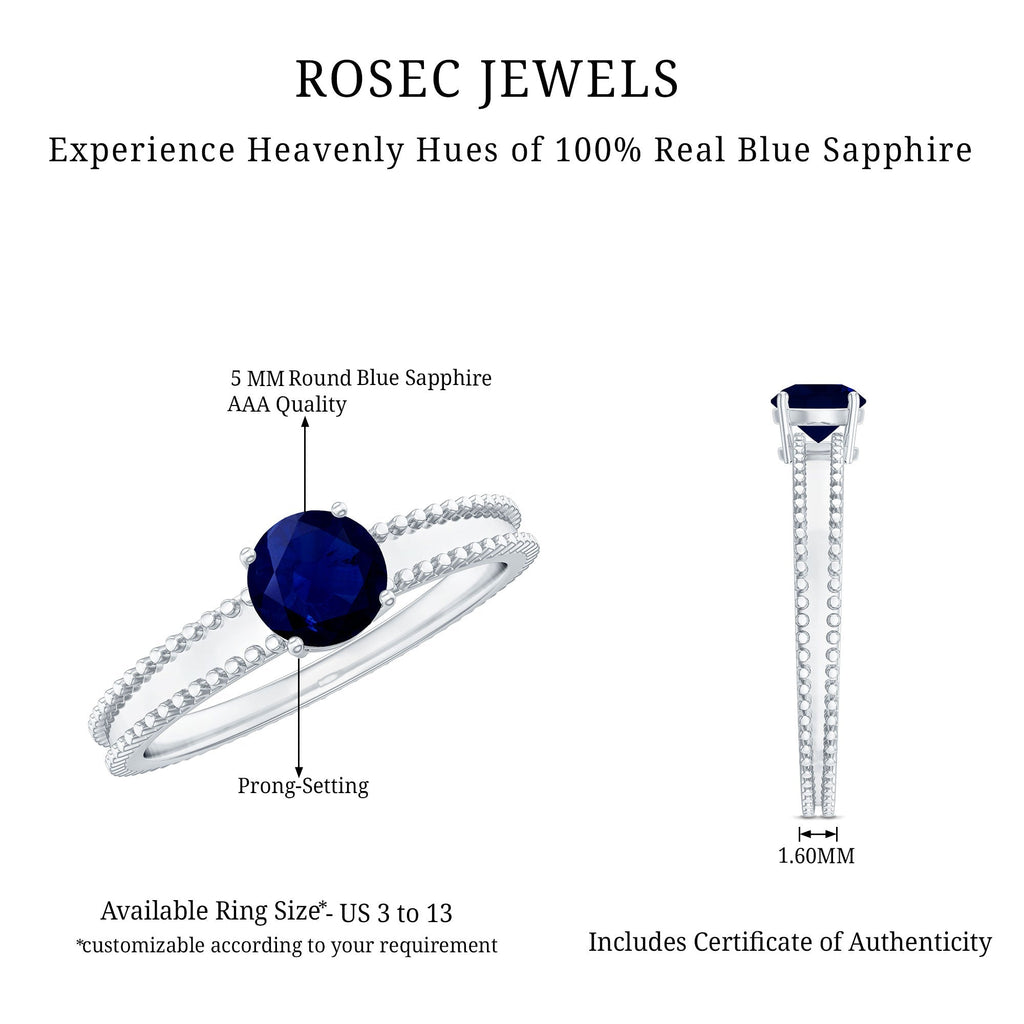 Blue Sapphire Ring, 0.95 Carat Solitaire Birthstone Ring For Her