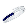 Blue Sapphire Ring Diamond Anniversary Band With Baguette Stones