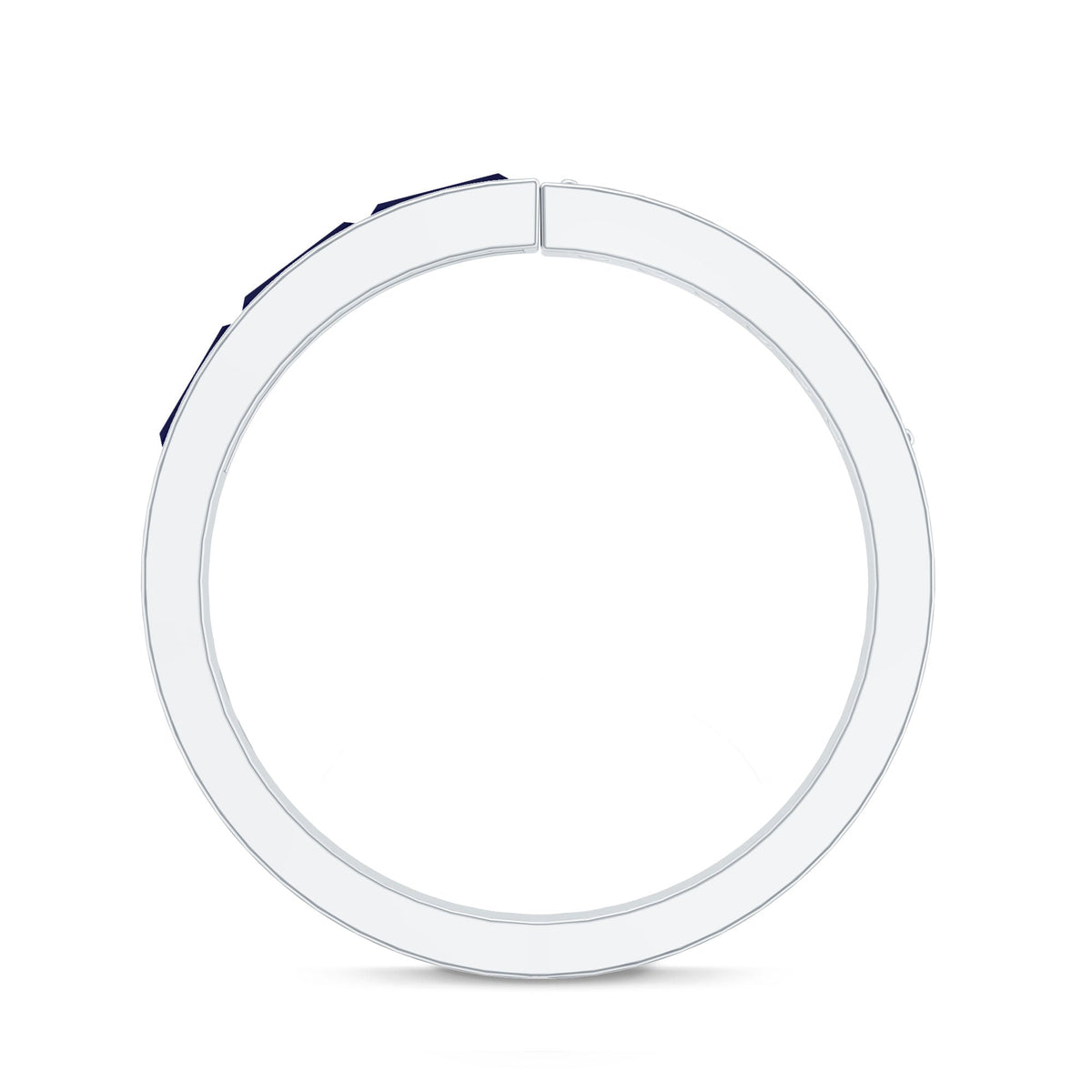Blue Sapphire Ring Diamond Anniversary Band With Baguette Stones