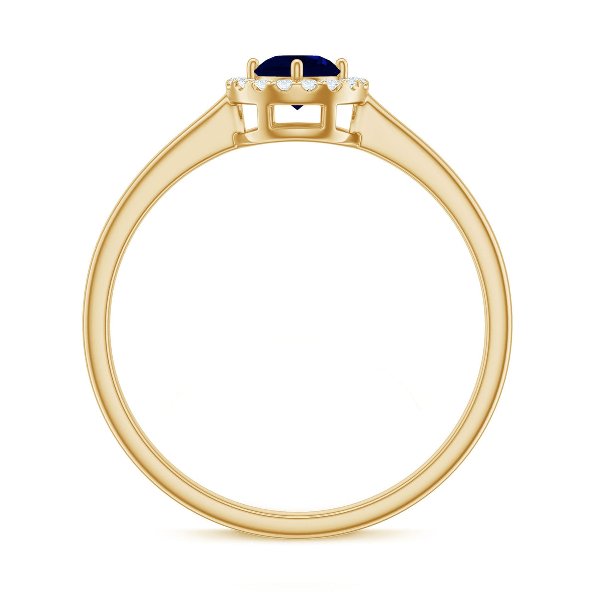 Blue Sapphire Ring Diamond Floating Halo Engagement Ring For Lady