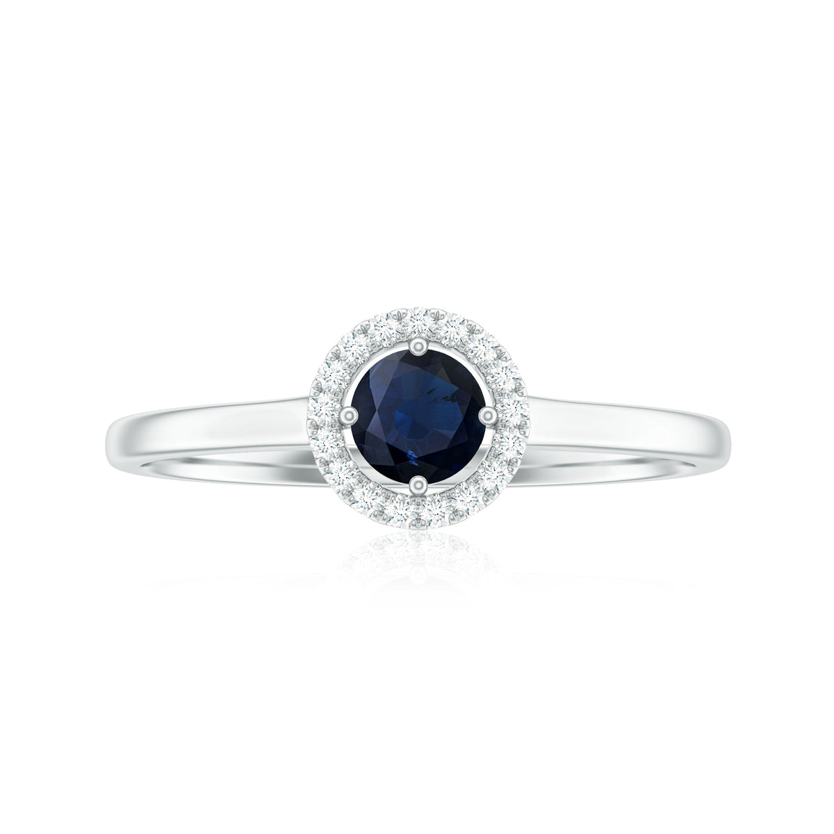 Blue Sapphire Ring Diamond Floating Halo Engagement Ring For Lady