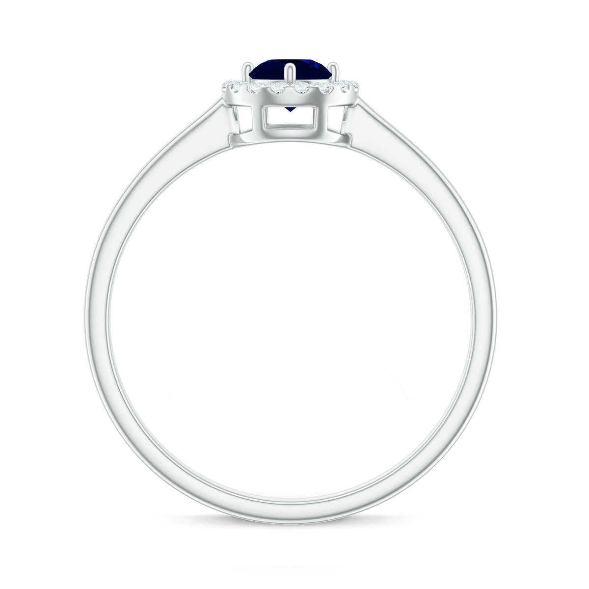 Blue Sapphire Ring Diamond Floating Halo Engagement Ring For Lady