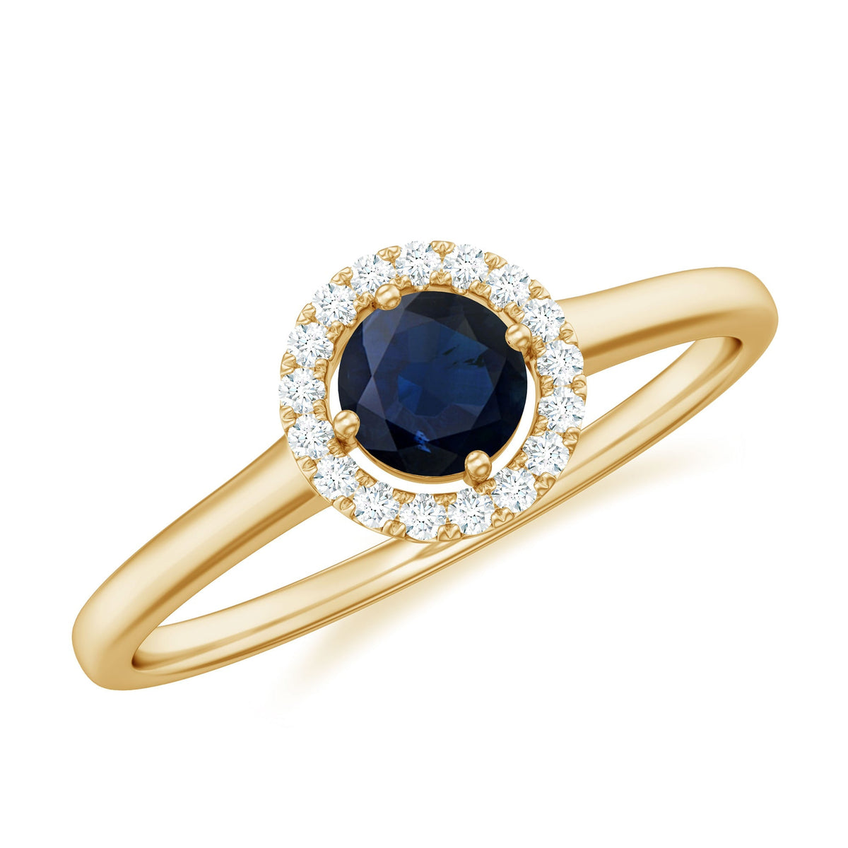 Blue Sapphire Ring Diamond Floating Halo Engagement Ring For Lady