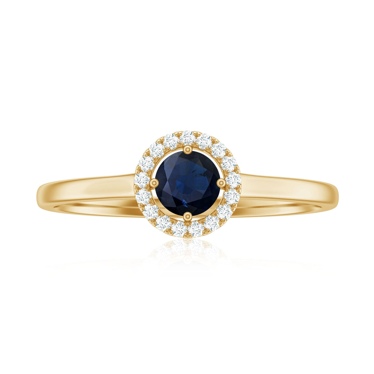 Blue Sapphire Ring Diamond Floating Halo Engagement Ring For Lady