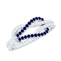 Blue Sapphire Ring Diamond Interlock Wedding Band For Women