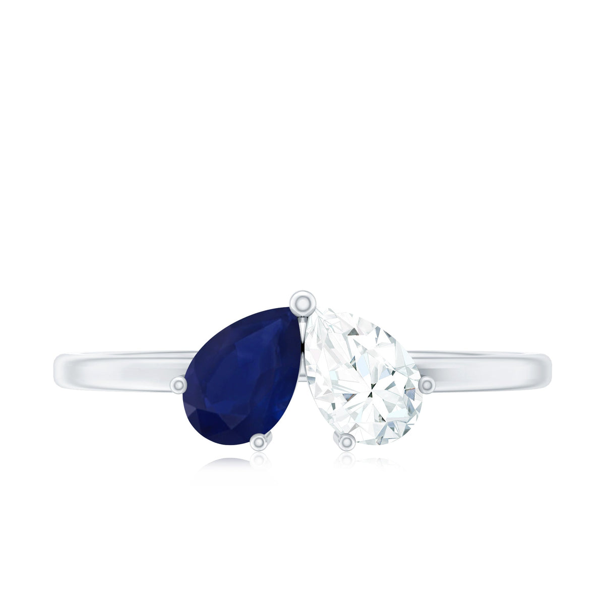 Blue Sapphire Ring, Diamond Toi Et Moi Engagement Ring