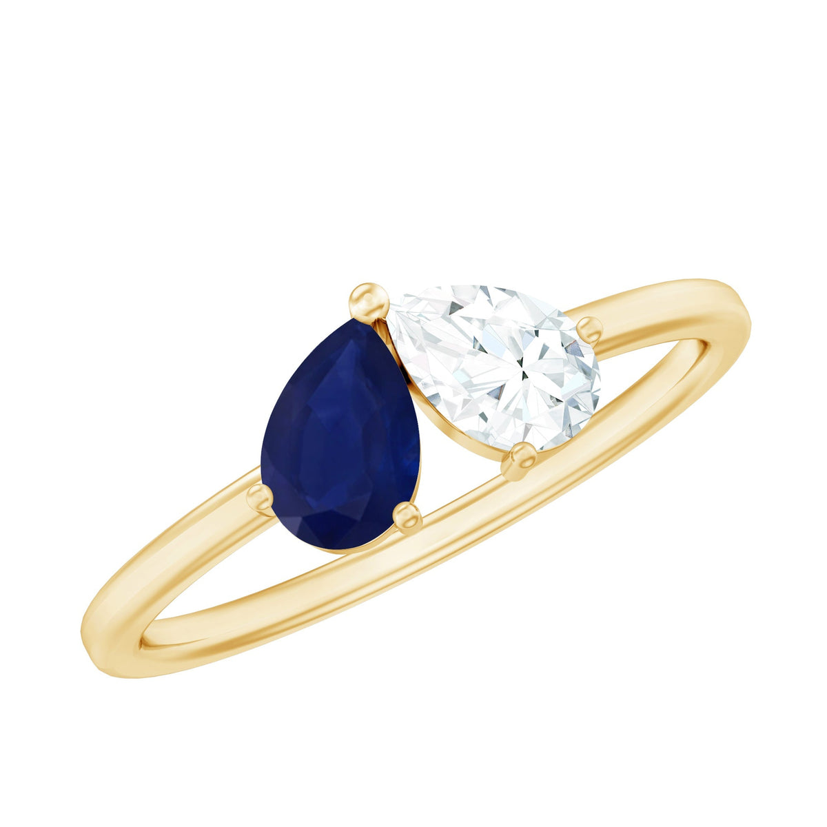 Blue Sapphire Ring, Diamond Toi Et Moi Engagement Ring